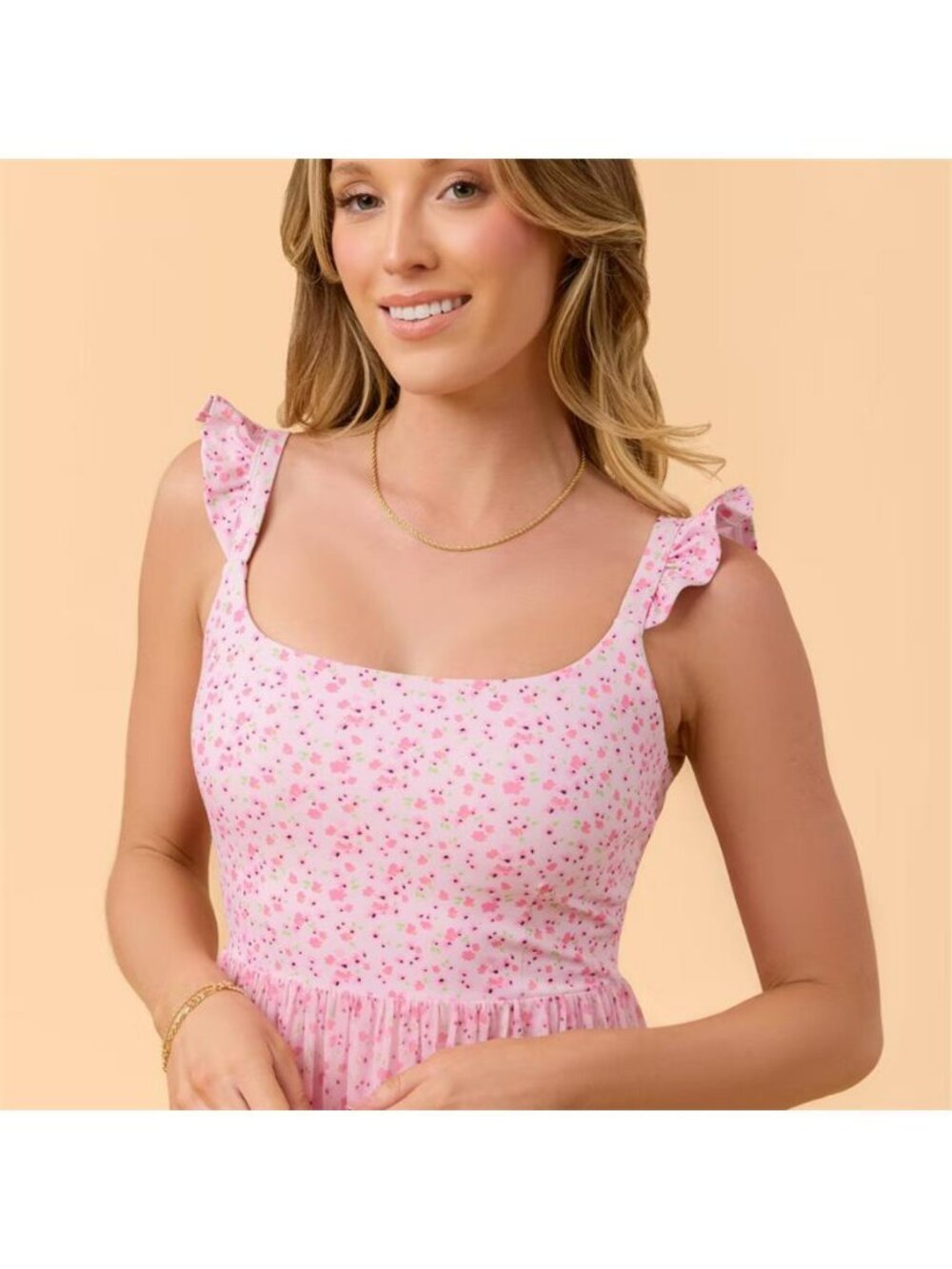 Blogilates Women's Mommy & Me Ballerina Ruffle Dress - Pink Floral Print Medium - Picture 6 of 8